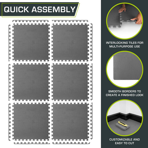 INTERLOCKING EVA Black SOFT FOAM MATS 30X30cm (1 Pack of 10 pieces)